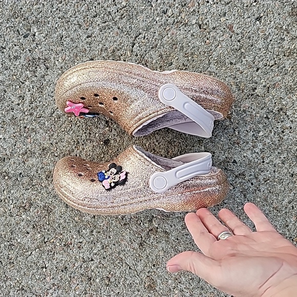 Crocs Light Rose Gold Glitter Sparkle Lined - Picture 8 of 11